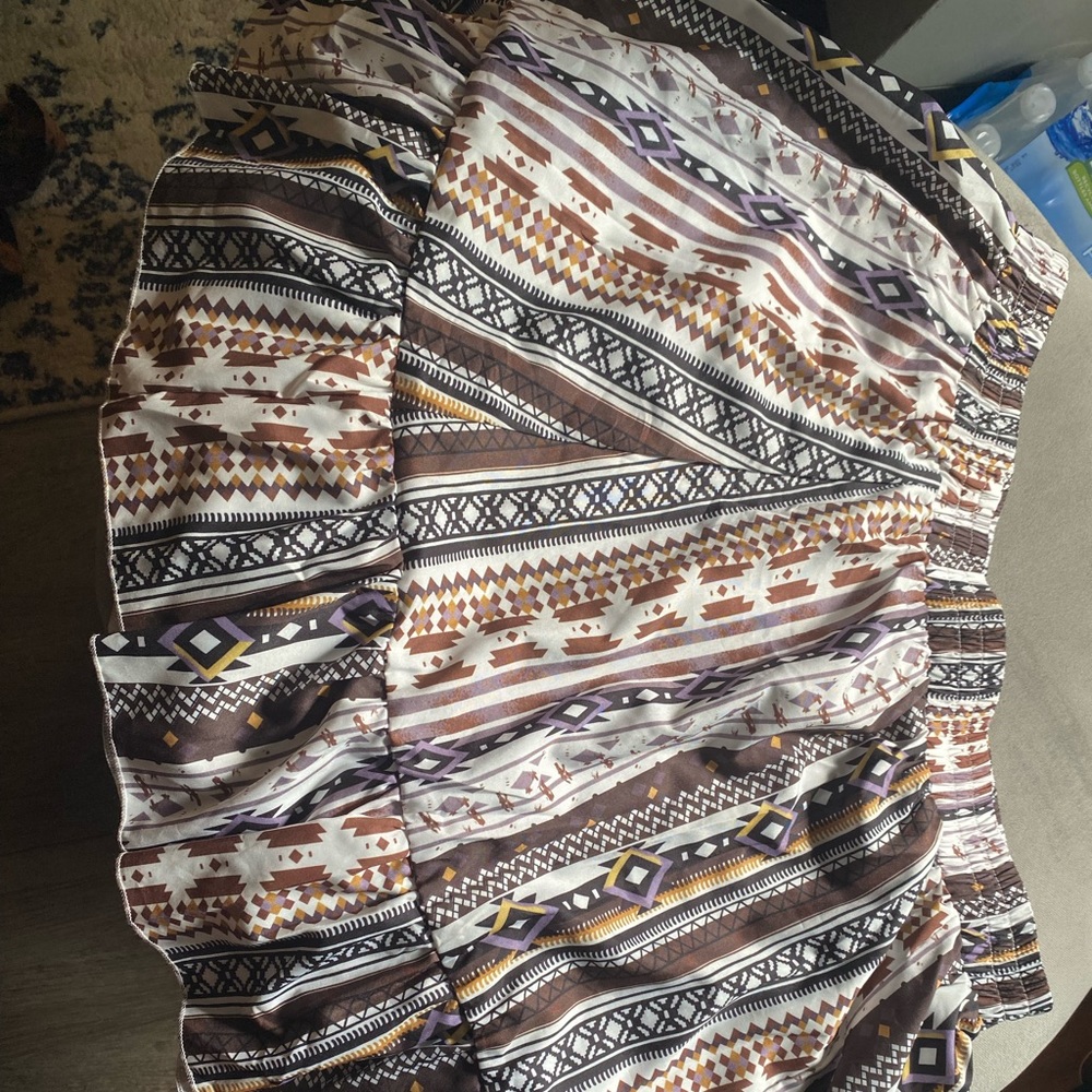 Argyle print ruffle skirt